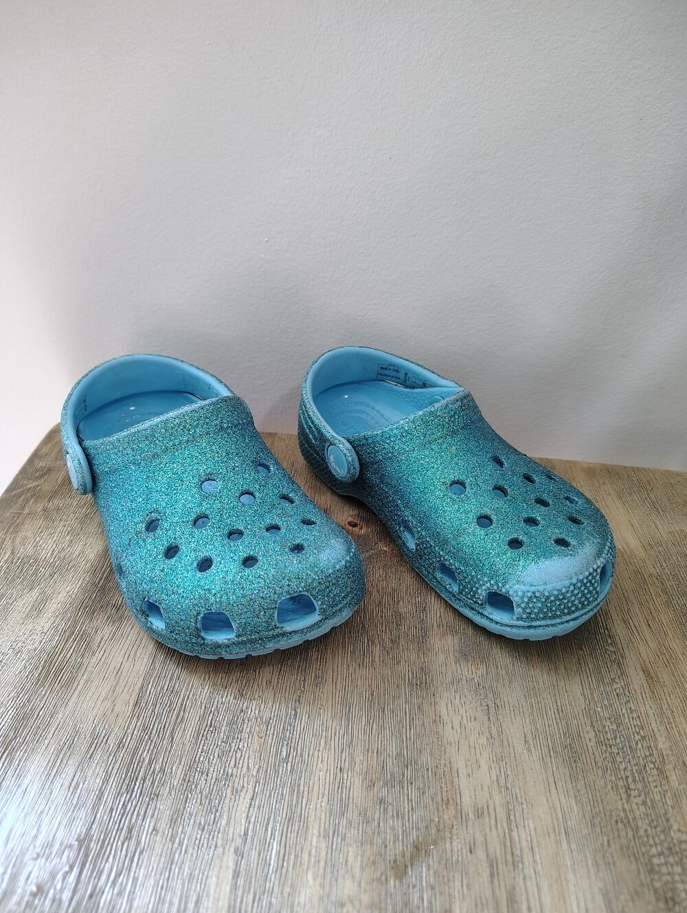 Crocs Classic Glitter Clogs Teal Blue Size 10